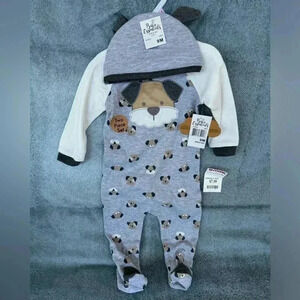 NWT 9M Long Sleeve Onesie with Feet and Matching Beanie